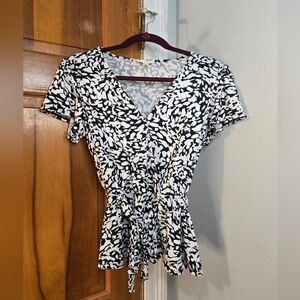 Meraki Monochrome Patterned Blouse Sz Small